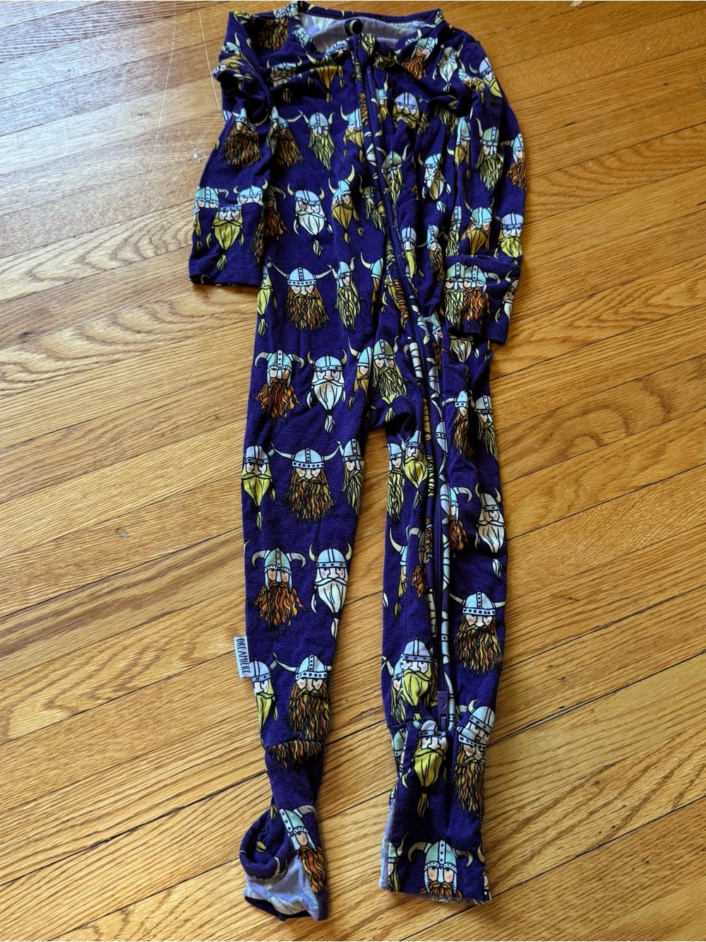 Dreamiere Purple Viking Print bamboo One-Piece Pajamas 18-24 months